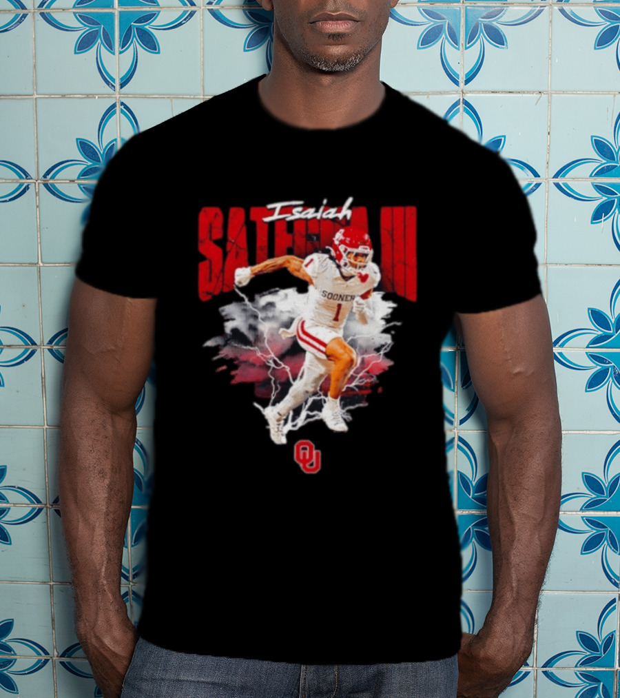 Oklahoma Sooners Isaiah Sategna III Lightning Burst Action T-Shirt