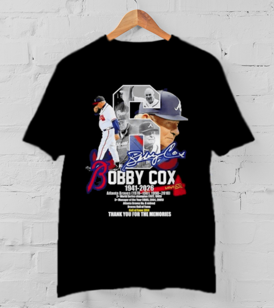 Bobby Cox Atlanta Braves Manager 1941 2026 Thank You For The Memories T-Shirt