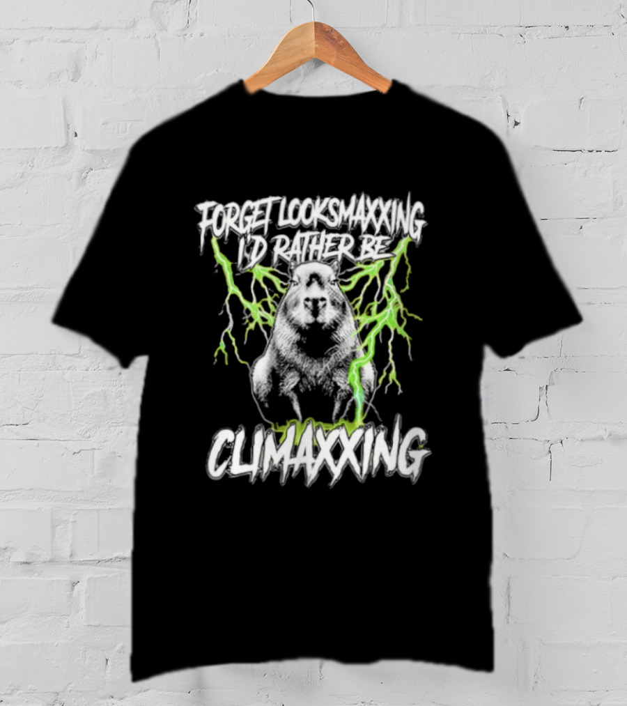 Forget Looksmaxxing I'd Rather Be Climaxxing Capybara With Lightning Electric T-Shirt