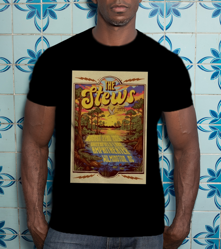 The Stews With Fudge August 22nd 2026 Greenfield Lake Amphitheater Wilmington NC T-Shirt