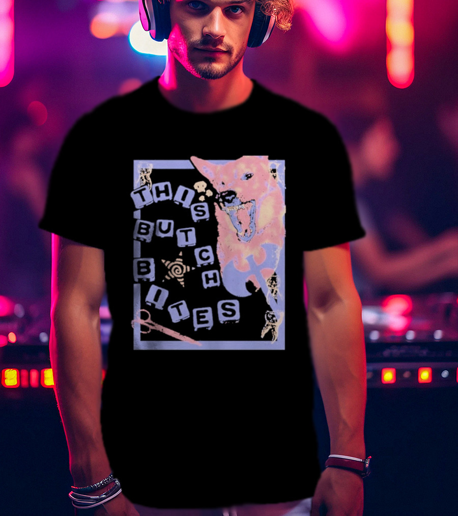 This Butch Bites Dog Retro Vibe Scissors And Blocks T-Shirt