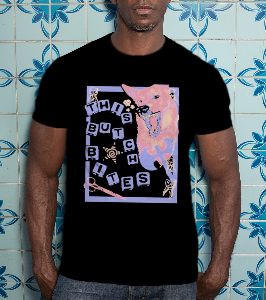 This Butch Bites Dog Retro Vibe Scissors And Blocks T-Shirt