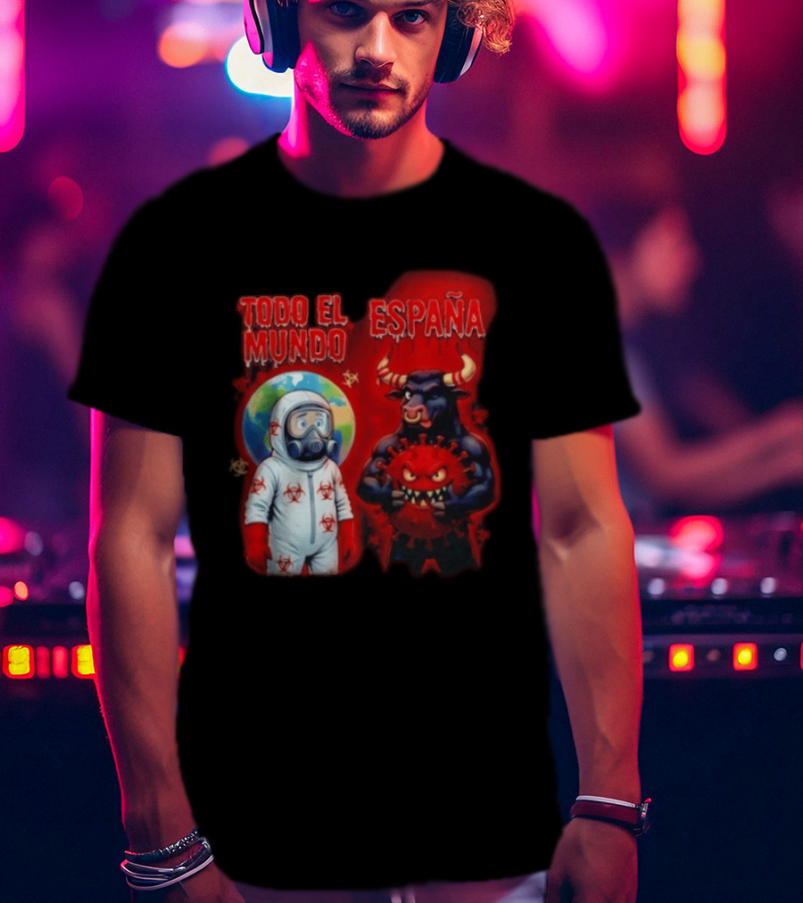 Todo El Mundo España Hantavirus 2026 Hazmat Bull And Virus T-Shirt