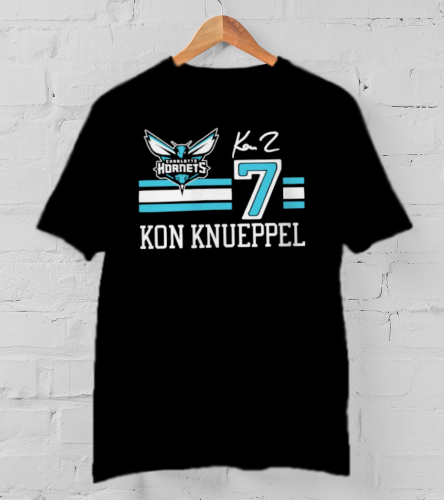 Kon Knueppel Charlotte Hornets 7 NBA 2026 Autographed T-Shirt