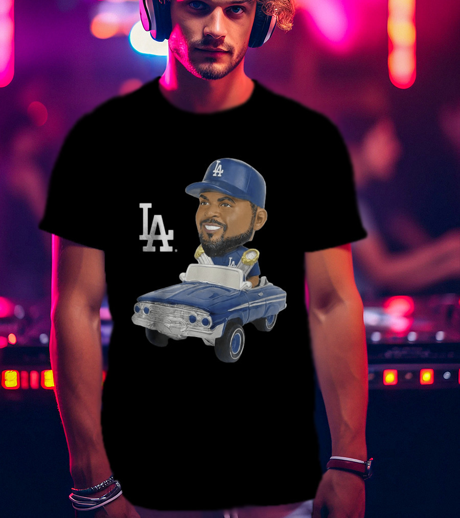 LA Dodgers Ice Cube Bobblehead Classic Cap Low Rider T-Shirt