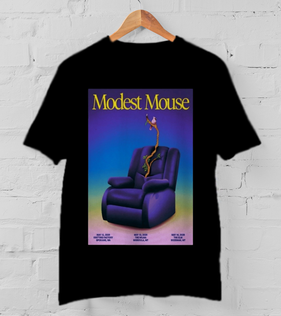 Modest Mouse Tour May 2026 Recliner And Tree Bozeman MT The Elm T-Shirt