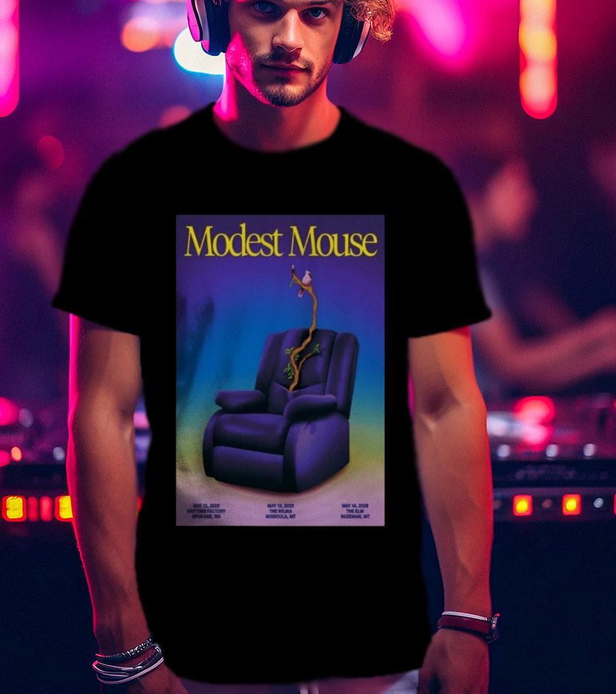 Modest Mouse Tour May 2026 Recliner And Tree Bozeman MT The Elm T-Shirt
