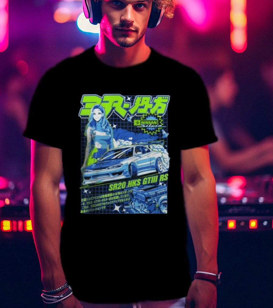 Nissan Silvia S15 SR20 HKS GTIII RS JDM Anime Manga T-Shirt