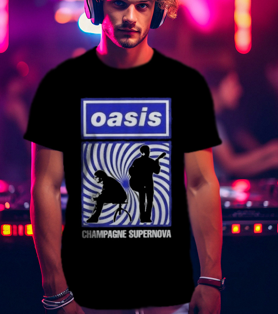 Oasis Champagne Supernova Band Silhouette Spiral T-Shirt