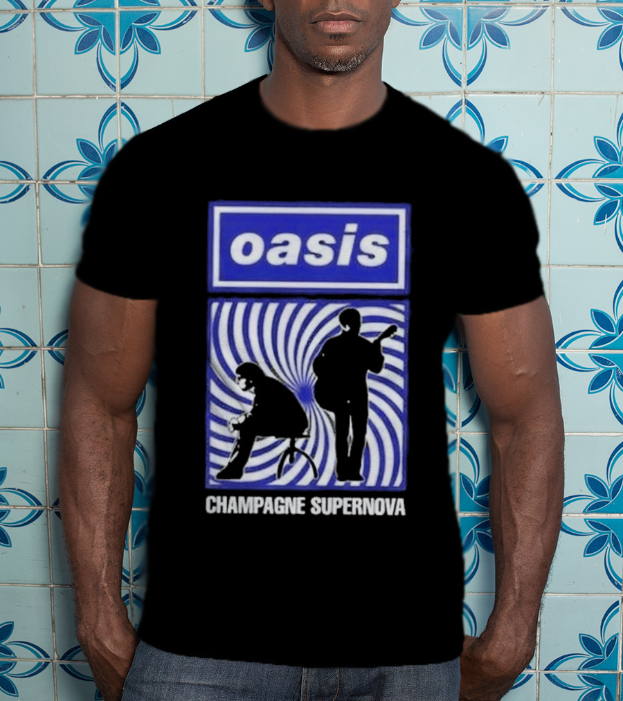 Oasis Champagne Supernova Band Silhouette Spiral T-Shirt