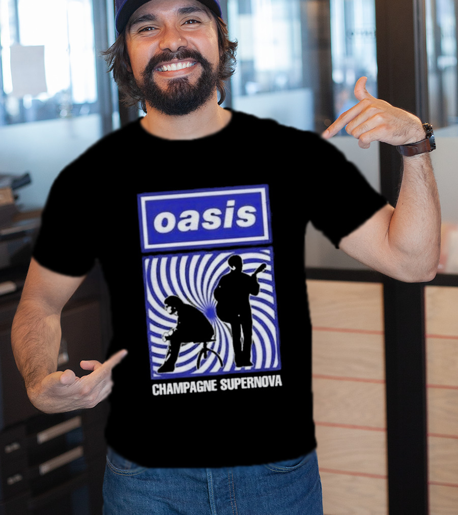 Oasis Champagne Supernova Band Silhouette Spiral T-Shirt