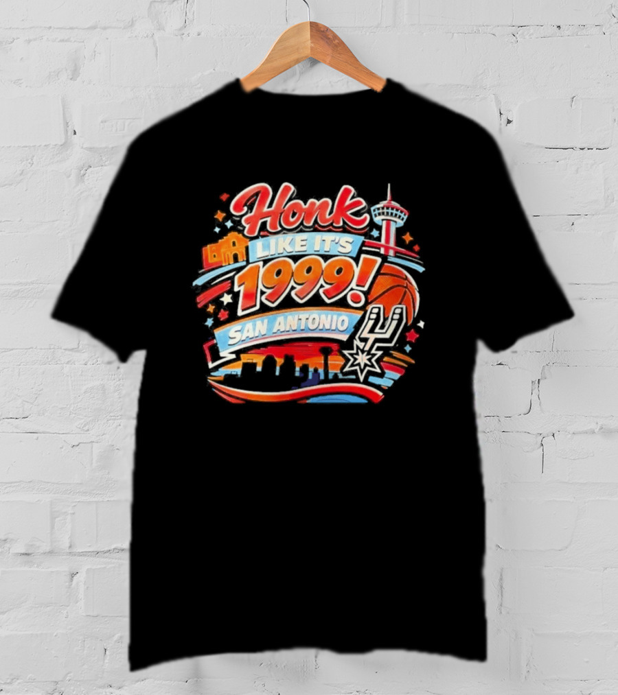 San Antonio Honk Like It's 1999 Basketball Arena Tower Fiesta T-Shirt