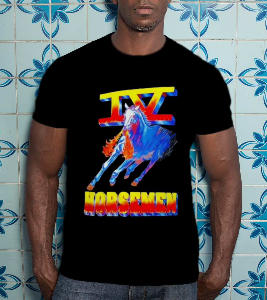 Four Horsemen WWE 90s IV Fiery Horse Retro Wrestling T-Shirt