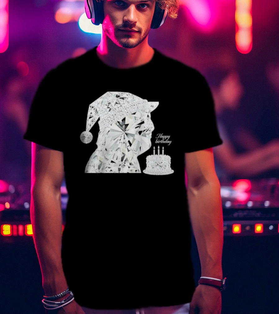 Happy Birthday Trump Diamond Wizard With Crystal Hat And Cake T-Shirt