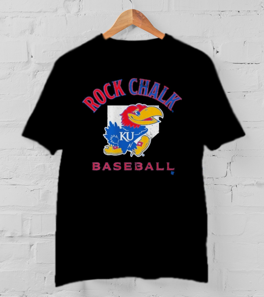 Rock Chalk KU Baseball Jayhawk Home Plate Kansas T-Shirt