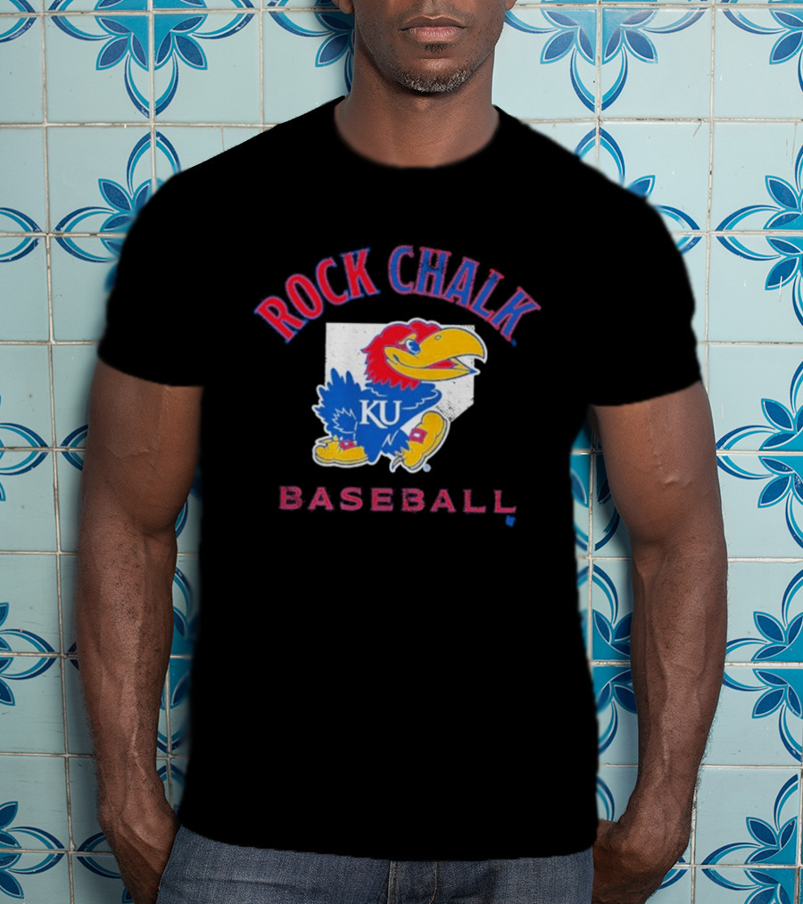 Rock Chalk KU Baseball Jayhawk Home Plate Kansas T-Shirt