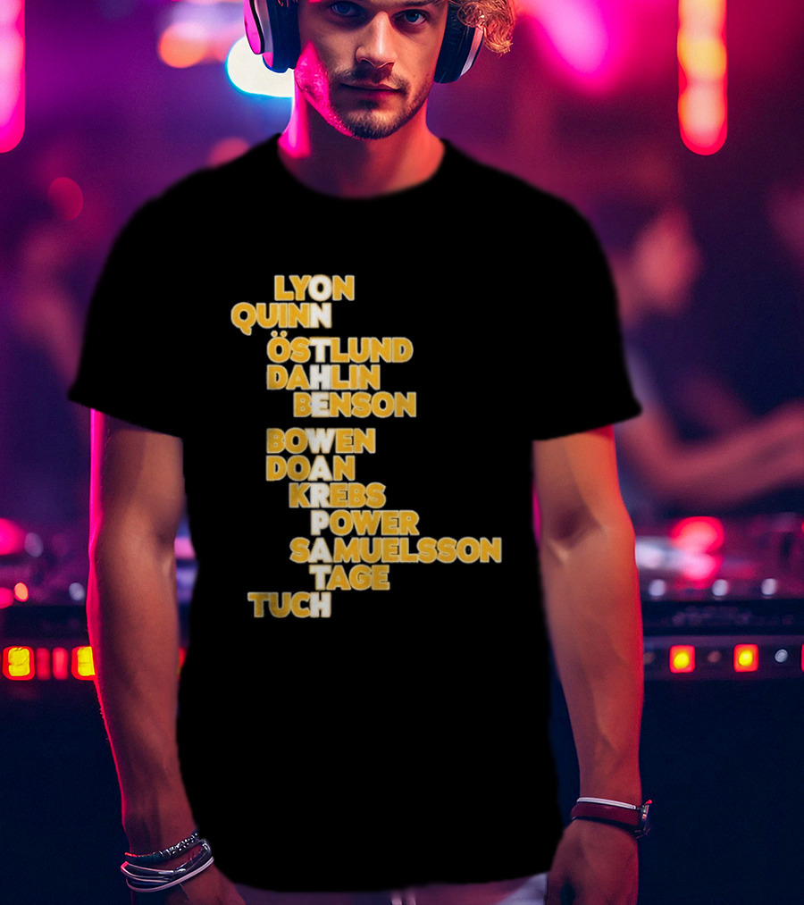 Lyon Quinn Östlund Dahlin Benson Bowen Doan Krebs Power Samuelsson Tage Tuch Buffalo Sabres 2026 T-Shirt