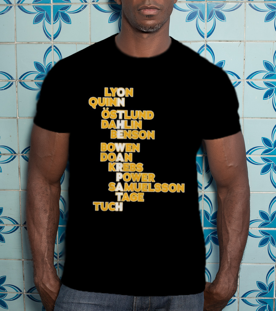 Lyon Quinn Östlund Dahlin Benson Bowen Doan Krebs Power Samuelsson Tage Tuch Buffalo Sabres 2026 T-Shirt