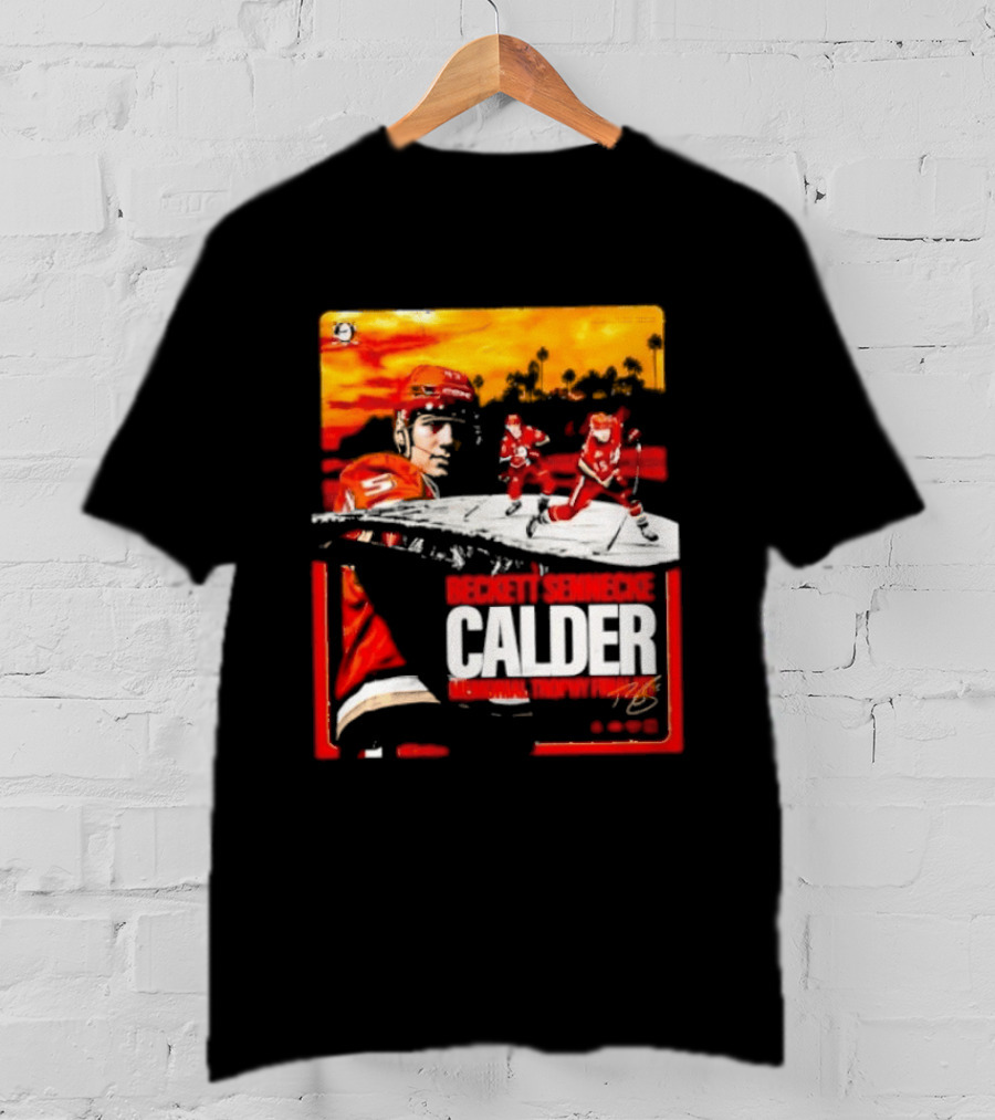 Beckett Sennecke Calder Memorial Trophy Finalist Hockey Player Action Scene T-Shirt