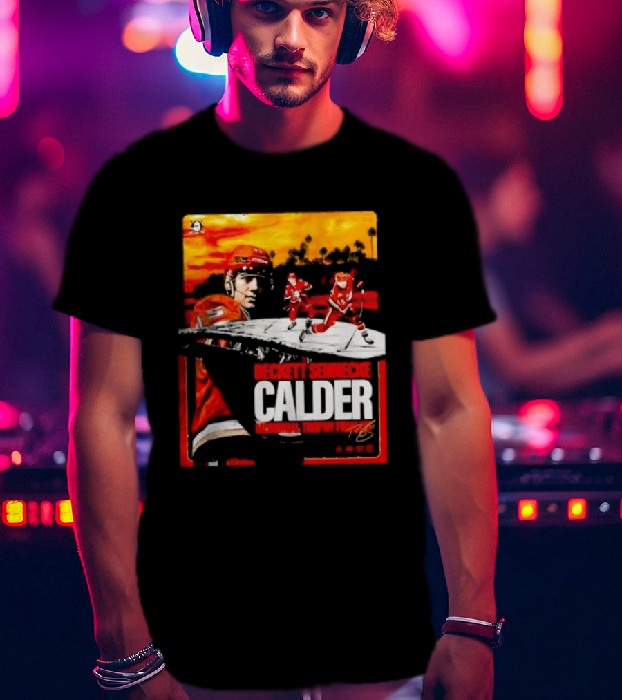 Beckett Sennecke Calder Memorial Trophy Finalist Hockey Player Action Scene T-Shirt
