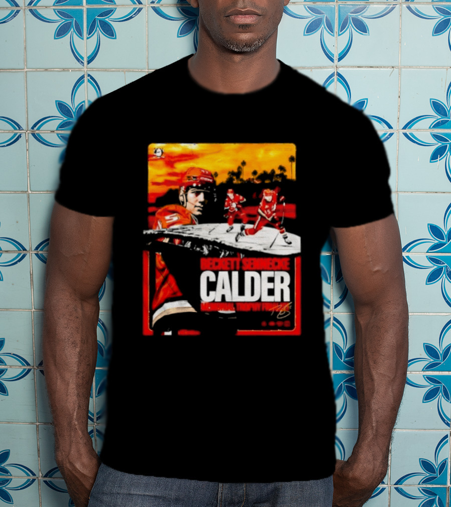 Beckett Sennecke Calder Memorial Trophy Finalist Hockey Player Action Scene T-Shirt