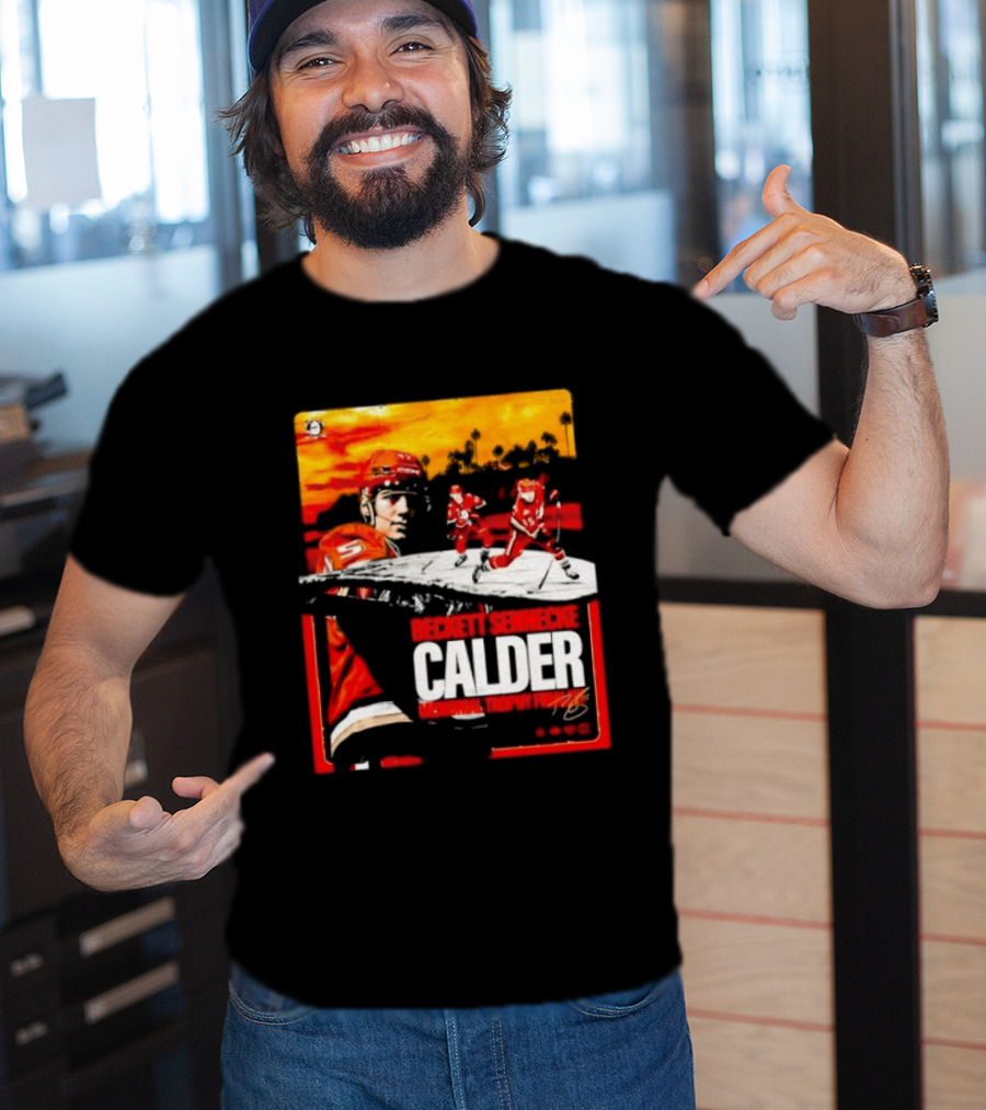Beckett Sennecke Calder Memorial Trophy Finalist Hockey Player Action Scene T-Shirt