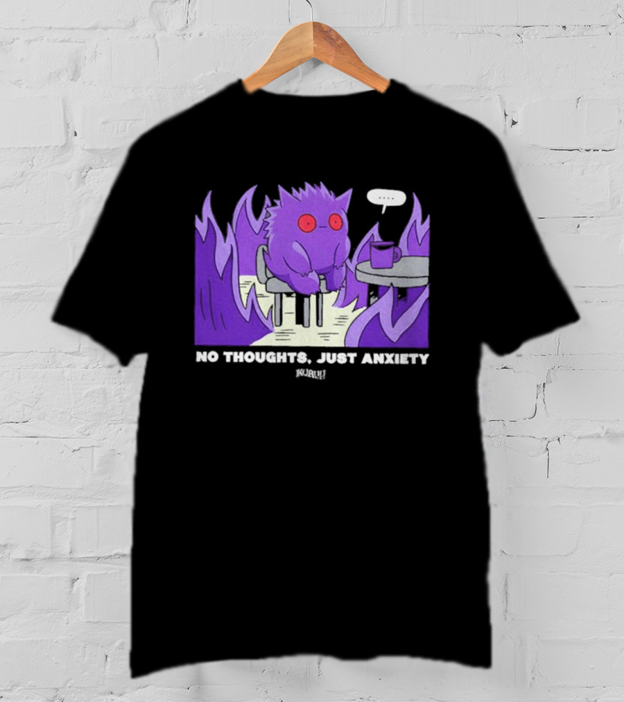 Pokemon Gengar No Thoughts Just Anxiety Purple Flame T-Shirt