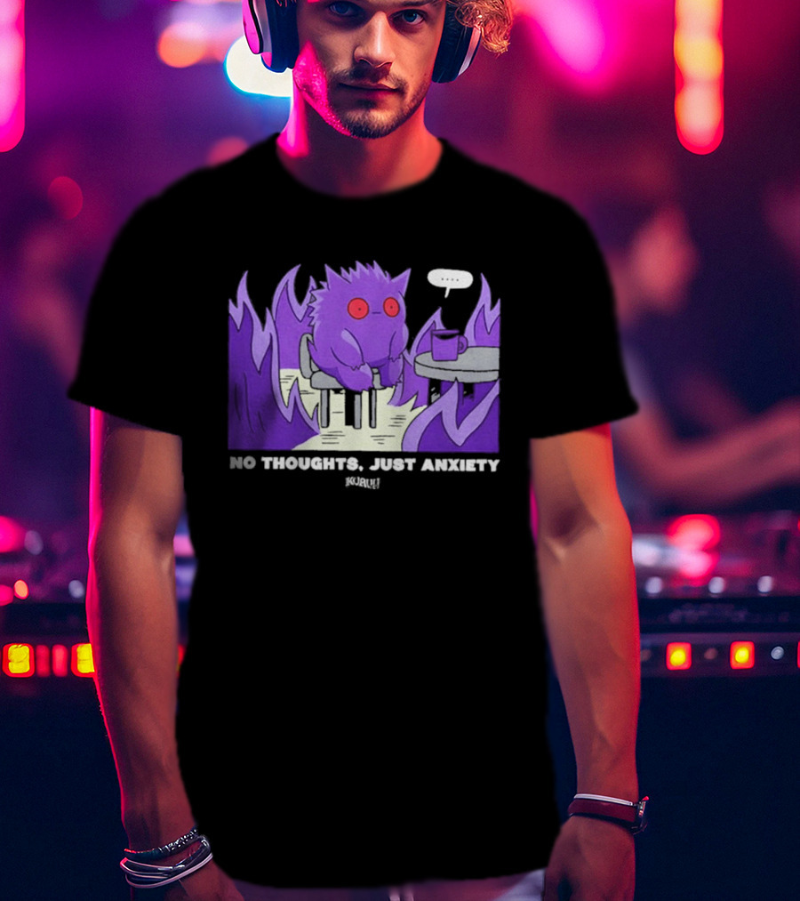 Pokemon Gengar No Thoughts Just Anxiety Purple Flame T-Shirt