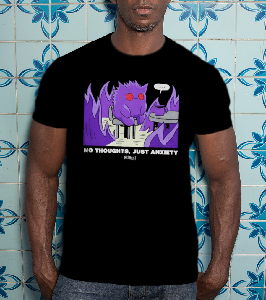 Pokemon Gengar No Thoughts Just Anxiety Purple Flame T-Shirt