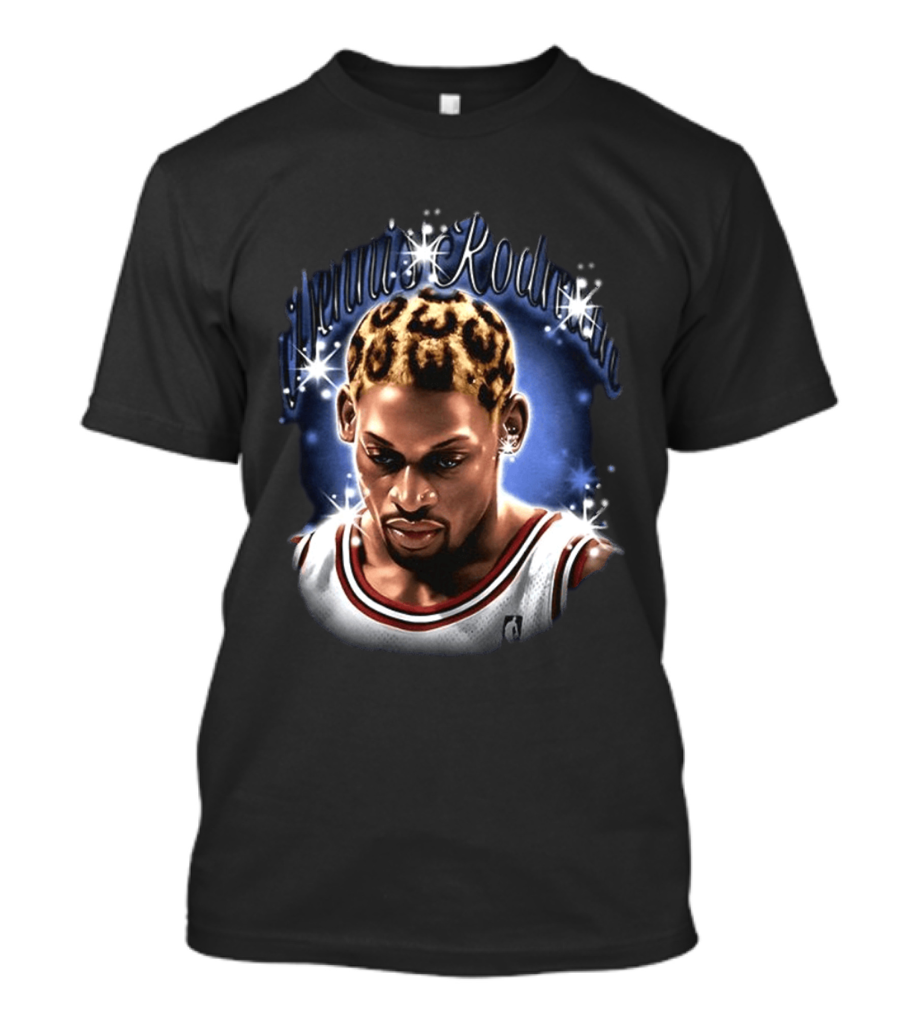 Dennis Rodman Chicago Bulls NBA Number 91 Twinkle Classic Leopard Hair T-Shirt