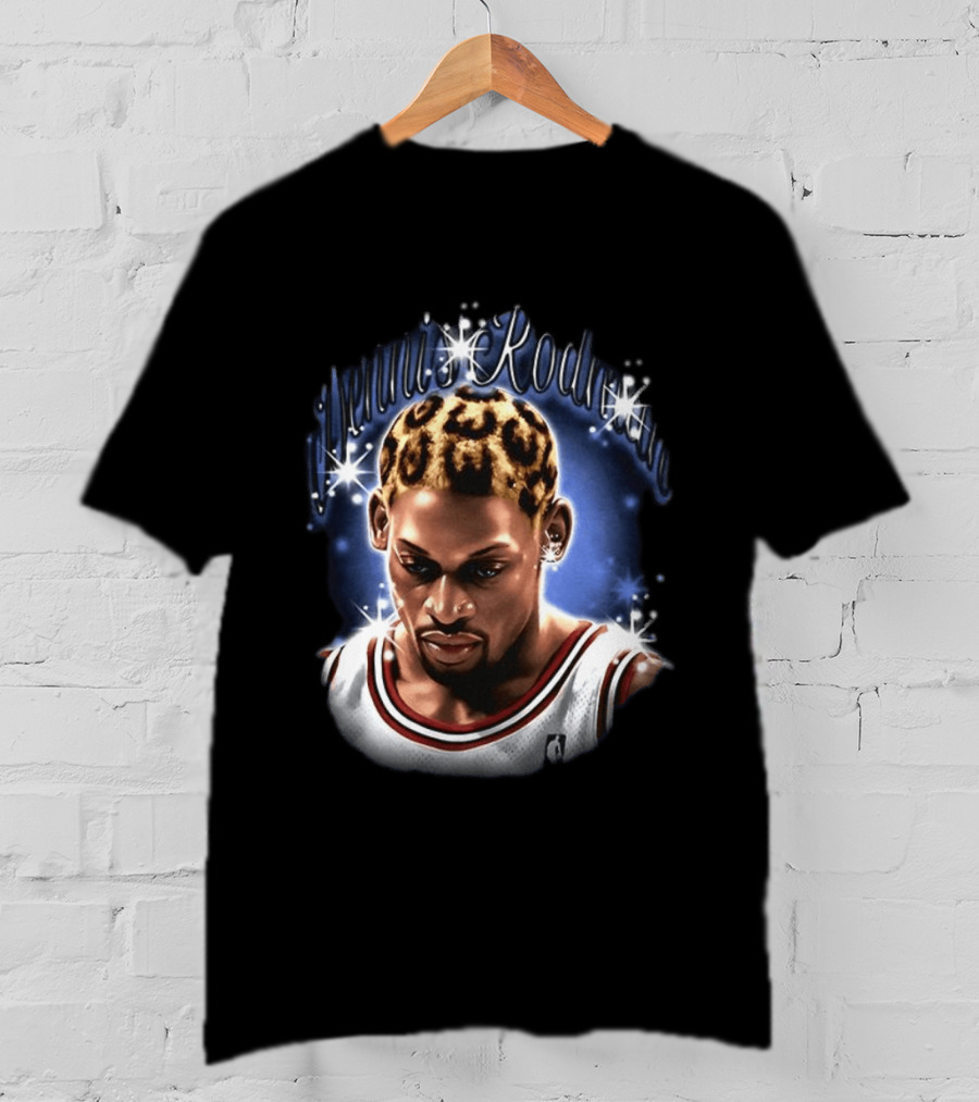 Dennis Rodman Chicago Bulls NBA Number 91 Twinkle Classic Leopard Hair T-Shirt
