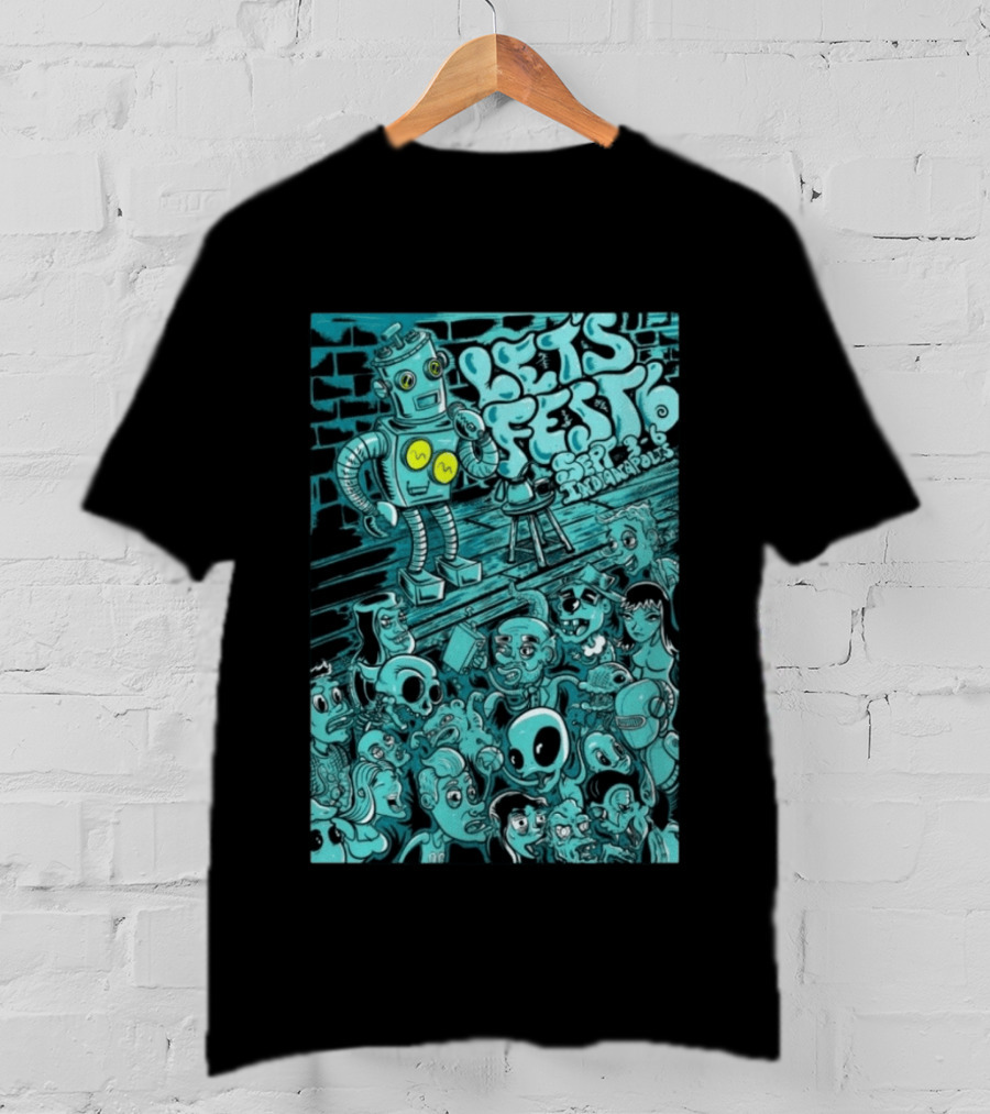 LET'S FEST 6 SEP 9 6 2026 Indianapolis Robot And Alien Crowd T-Shirt