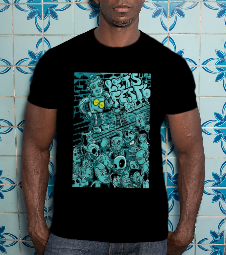 LET'S FEST 6 SEP 9 6 2026 Indianapolis Robot And Alien Crowd T-Shirt