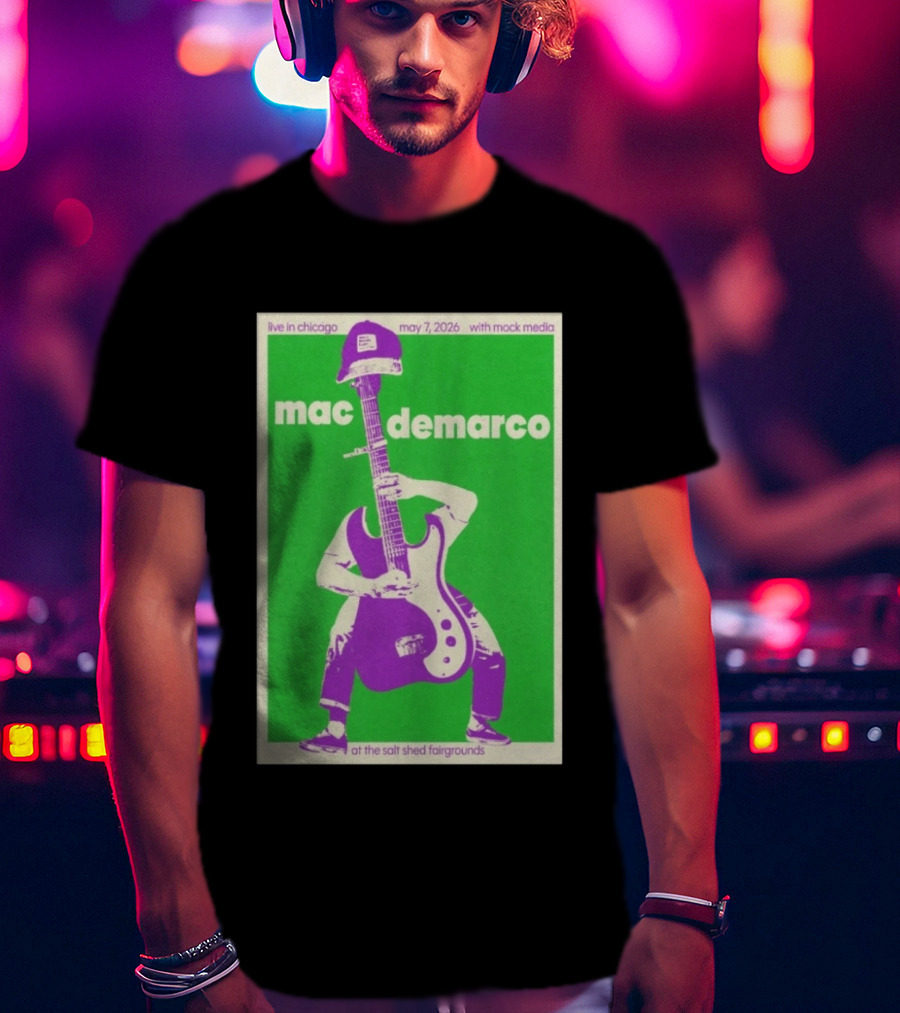 Mac Demarco Live In Chicago May 7 2026 At The Salt Shed Fairgrounds With Mock Media T-Shirt
