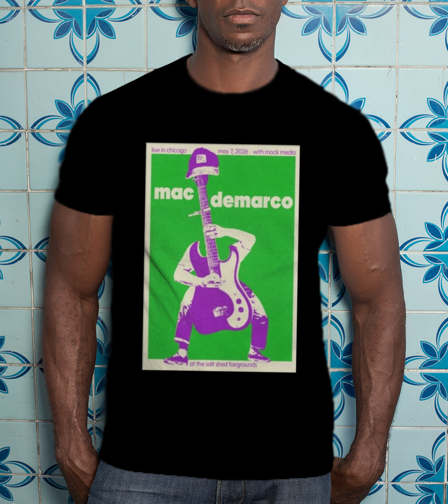 Mac Demarco Live In Chicago May 7 2026 At The Salt Shed Fairgrounds With Mock Media T-Shirt
