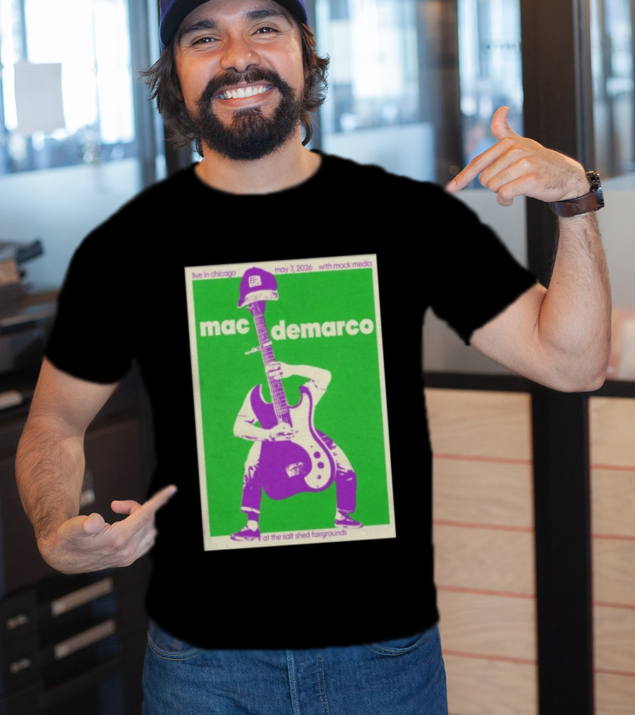 Mac Demarco Live In Chicago May 7 2026 At The Salt Shed Fairgrounds With Mock Media T-Shirt