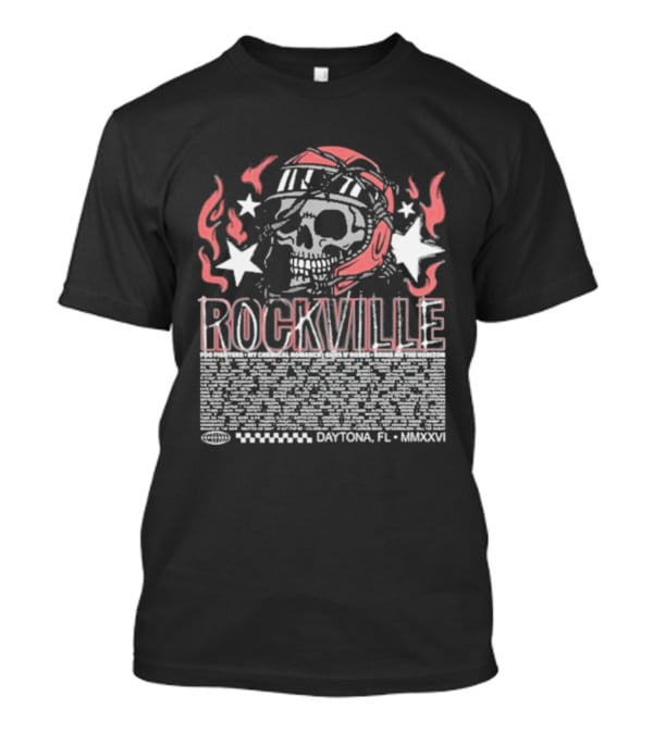 Welcome To Rockville 2026 Daytona Beach Florida Barbed Helmet Skull Lineup T-Shirt