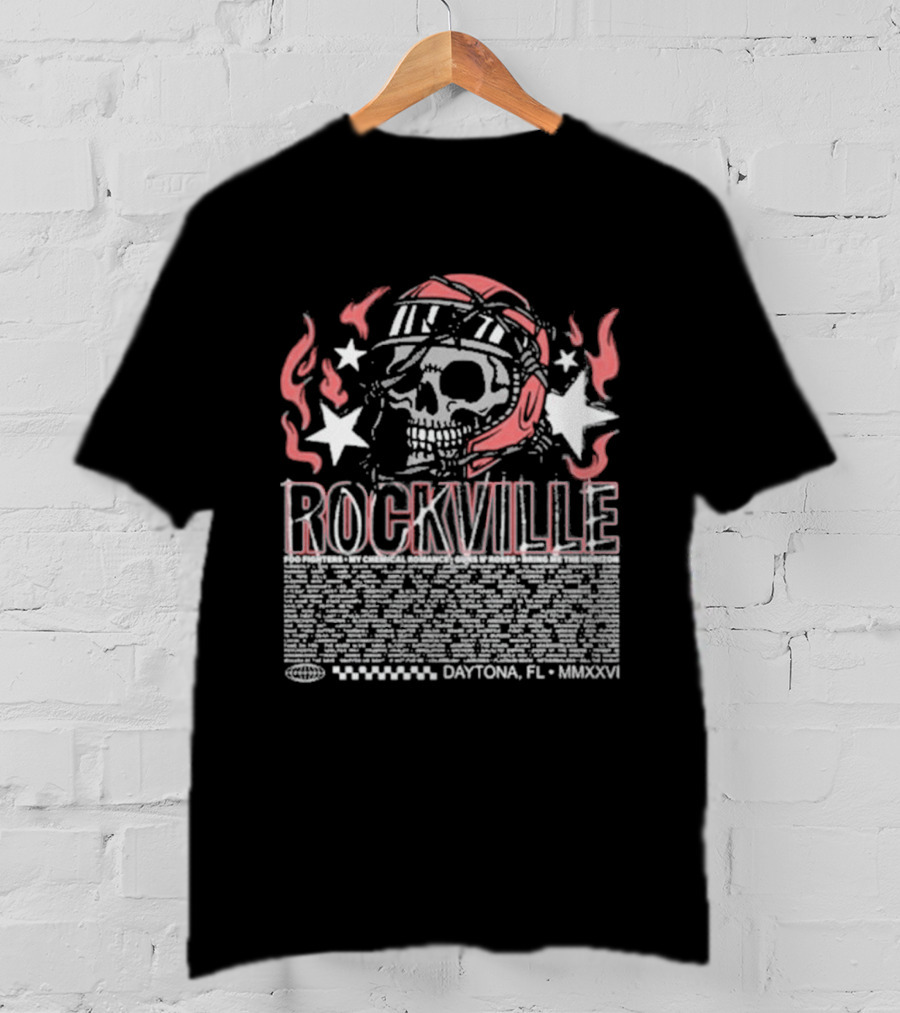 Welcome To Rockville 2026 Daytona Beach Florida Barbed Helmet Skull Lineup T-Shirt