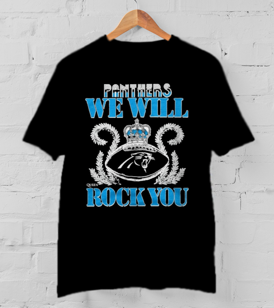 Panthers We Will Rock You Football Crown Laurel T-Shirt