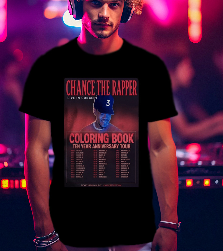 Chance The Rapper Live In Concert Coloring Book Ten Year Anniversary Tour 2026 T-Shirt