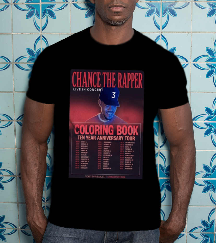 Chance The Rapper Live In Concert Coloring Book Ten Year Anniversary Tour 2026 T-Shirt