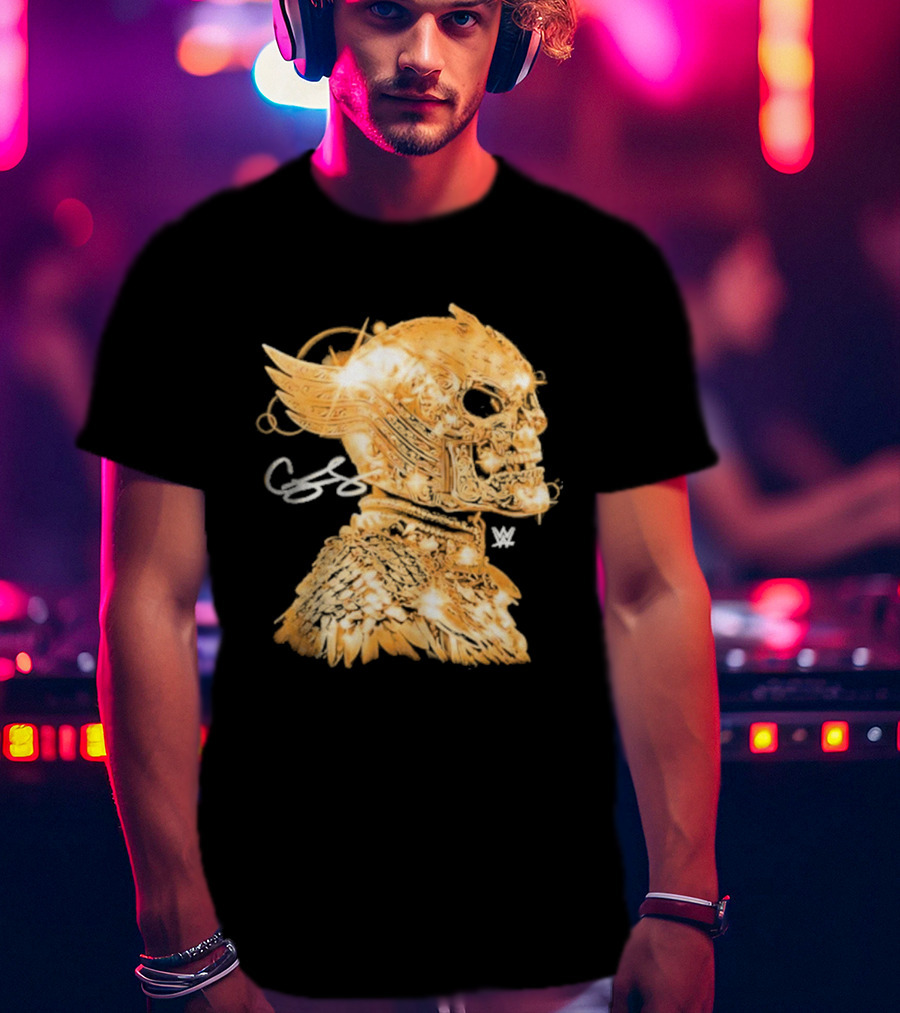 Cody Rhodes Gold Skull Mask Winged WW T-Shirt