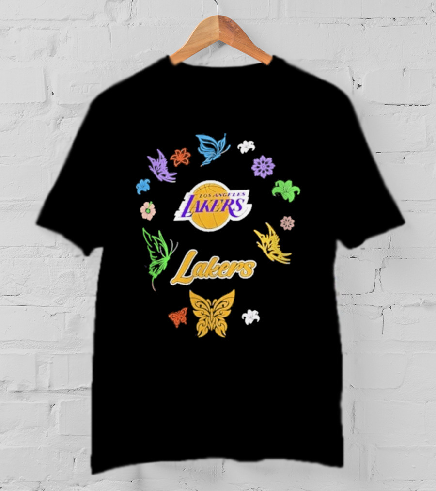 Los Angeles Lakers Carl Banks Spring Bloom Butterfly Lakers T-Shirt