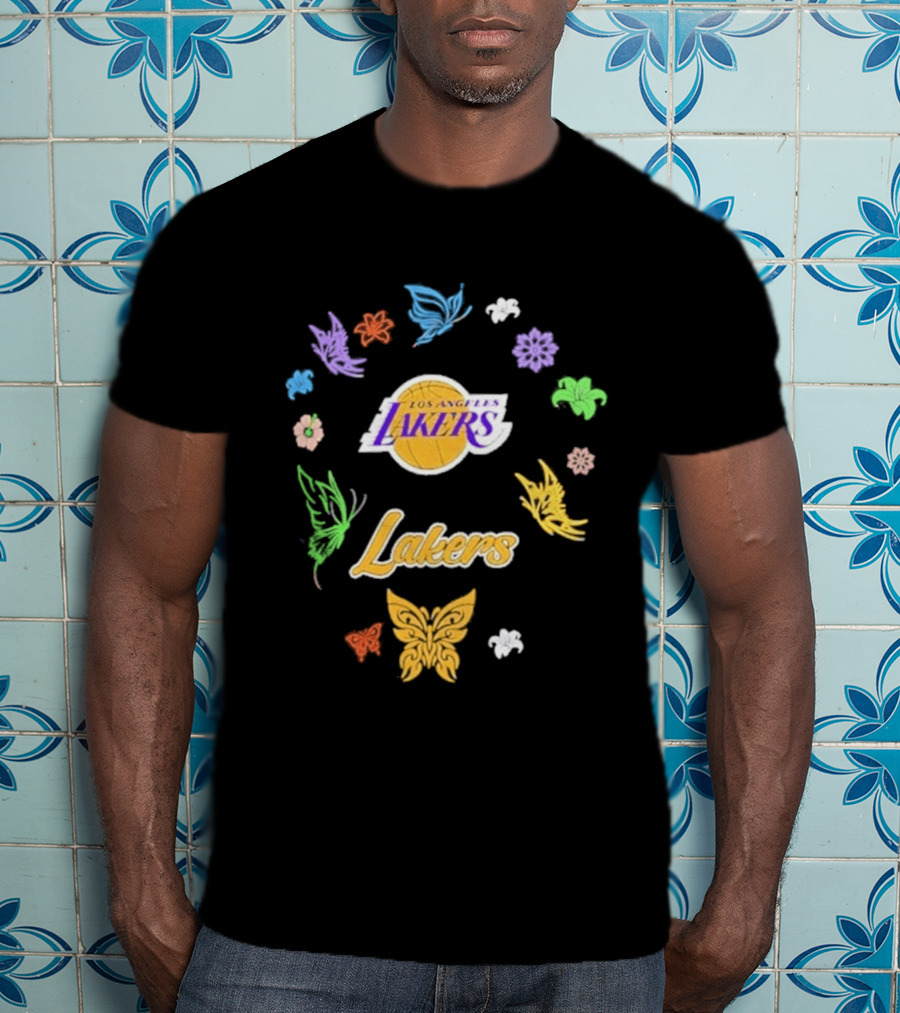 Los Angeles Lakers Carl Banks Spring Bloom Butterfly Lakers T-Shirt