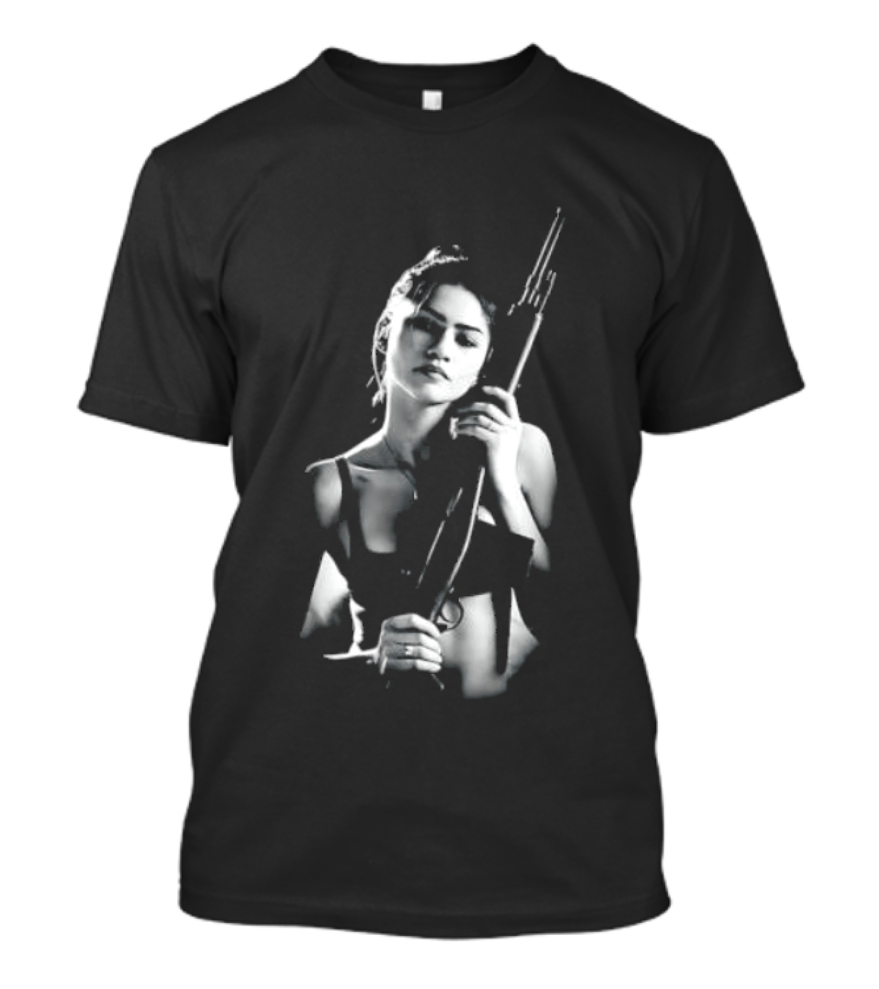 Euphoria Zendaya With Gun Monochrome T-Shirt