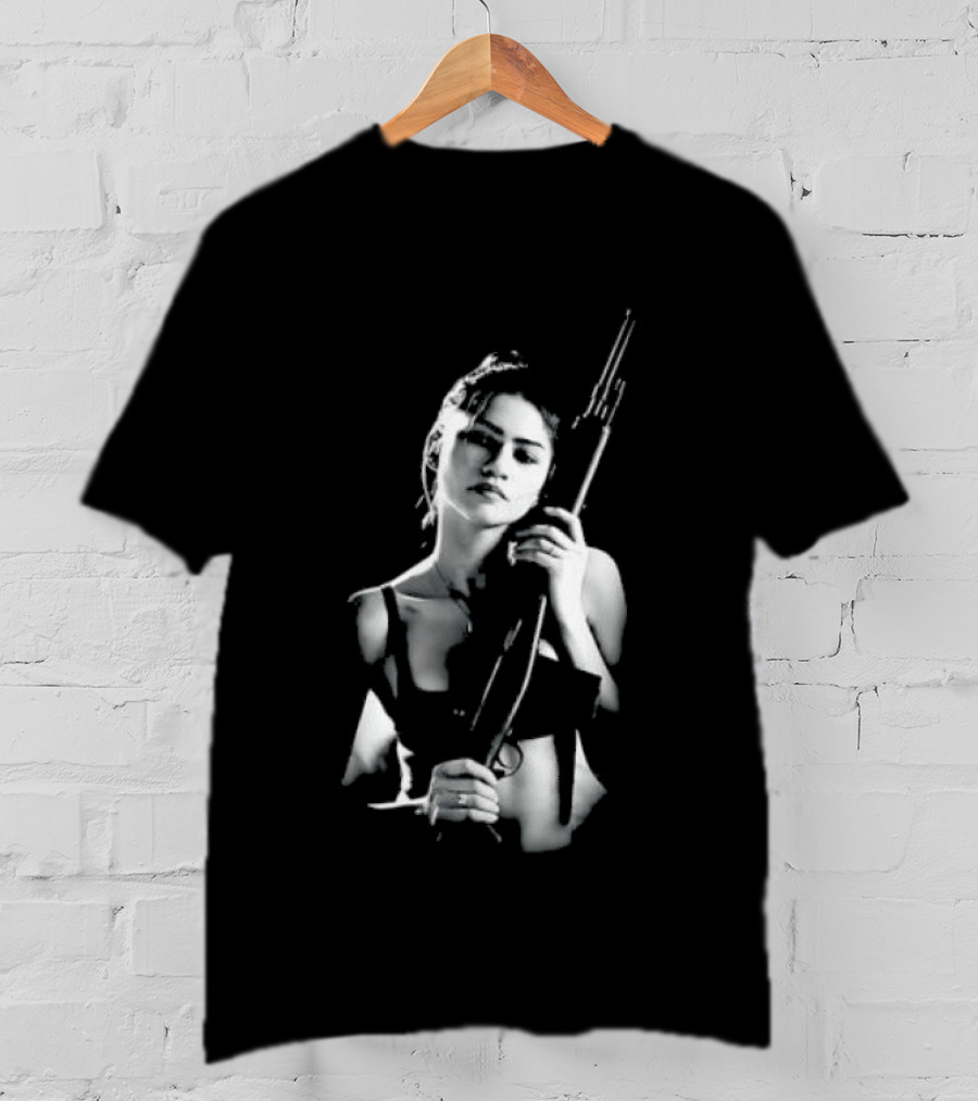 Euphoria Zendaya With Gun Monochrome T-Shirt