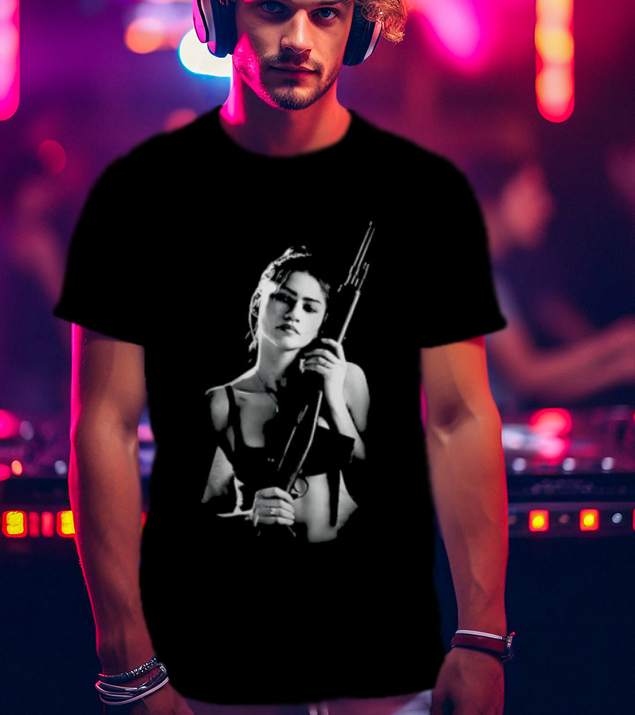 Euphoria Zendaya With Gun Monochrome T-Shirt