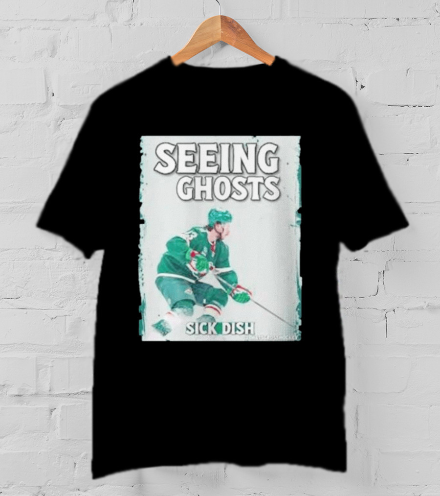 Seeing Ghosts Quinn Hughes Sick Dish Hockey T-Shirt