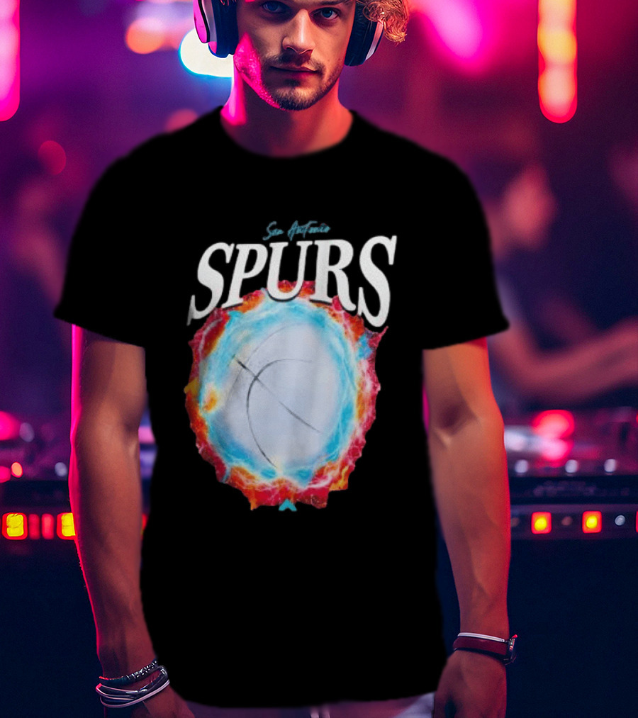 San Antonio Spurs Basketball Fire Ice Burst T-Shirt