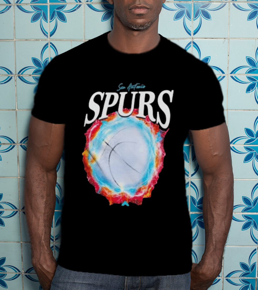 San Antonio Spurs Basketball Fire Ice Burst T-Shirt
